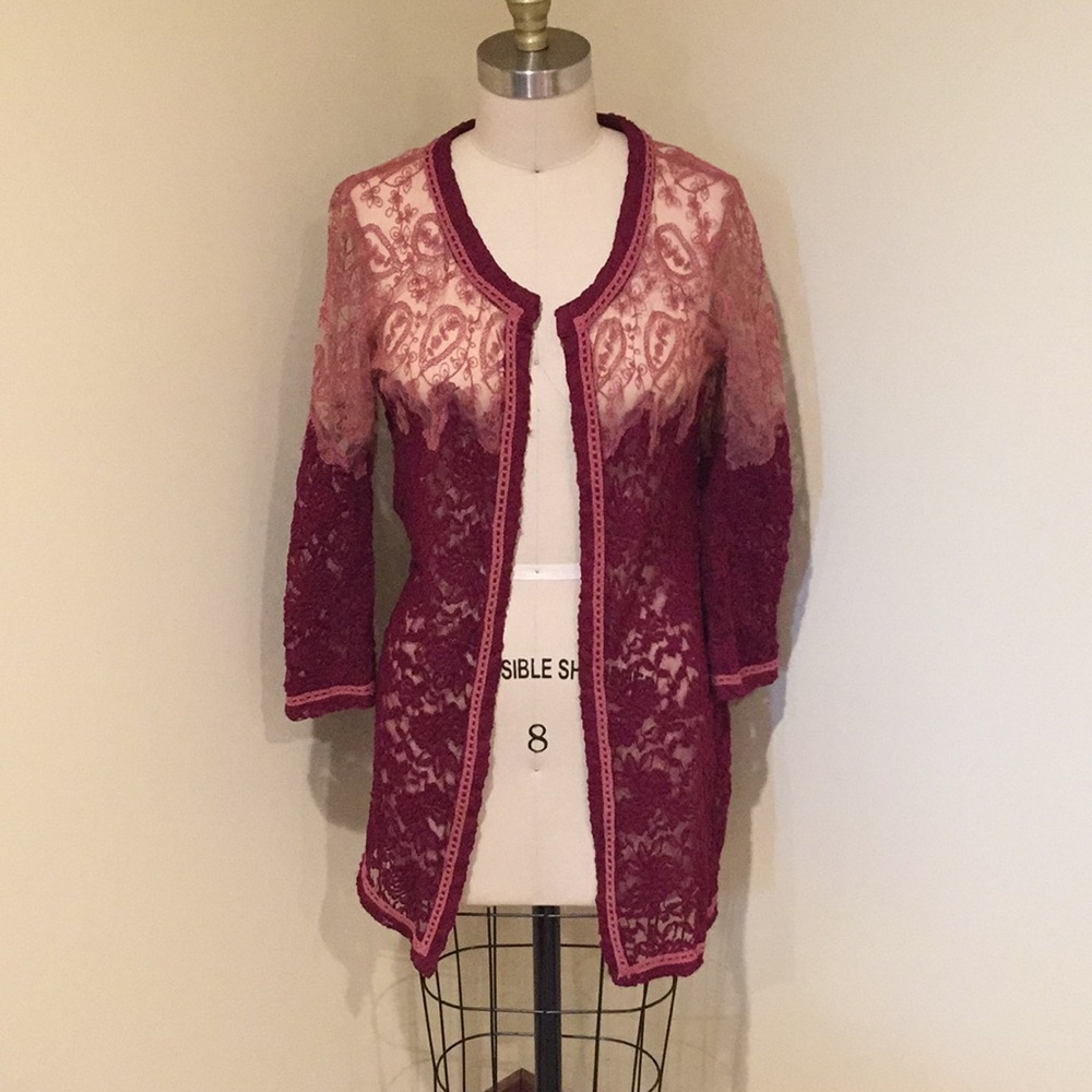 BKE raspberry lace sweater